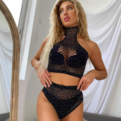 Sequined Fishnet Set